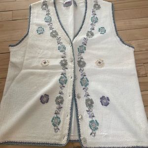 Crochet knit sweater vest- costal grandma vibes
